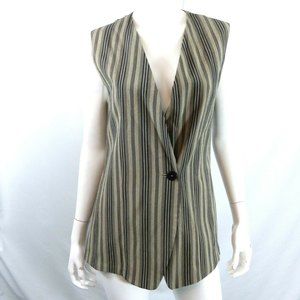 Jacqueline Ferrar Women Sleeveless Top Size 4 Striped Vintage Vest